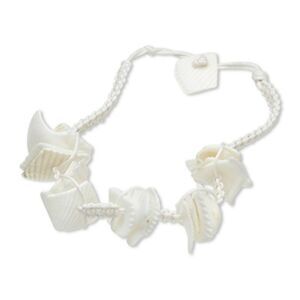 Organic Sun Bleached White Shell Macrame Bracelet